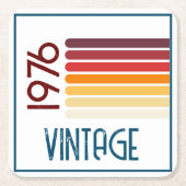 1976 Retro Stripe Zon 50e Verjaardag Kartonnen Onderzetters (Voorkant)