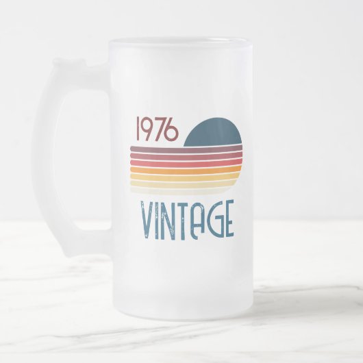  1976 Retro Stripe Zon 50e Verjaardag Matglas Bierpul (Links)