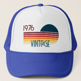  1976 Retro Stripe Zon 50e Verjaardag Trucker Pet