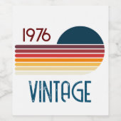  1976 Retro Stripe Zon 50e Verjaardag Wijn Etiket (Enkel label)