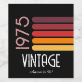  1976 Retro Stripe Zon 50e Verjaardag Wijn Etiket (Enkel label)