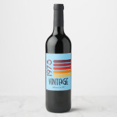  1976 Retro Stripe Zon 50e Verjaardag Wijn Etiket (Voorkant)