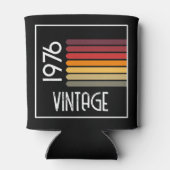  1976 Retro Stripe Zon 50ste Verjaardag Roze Blikjeskoeler (Achterkant)
