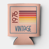  1976 Retro Stripe Zon 50ste Verjaardag Roze Blikjeskoeler (Voorkant)