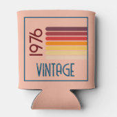  1976 Retro Stripe Zon 50ste Verjaardag Roze Blikjeskoeler (Achterkant)