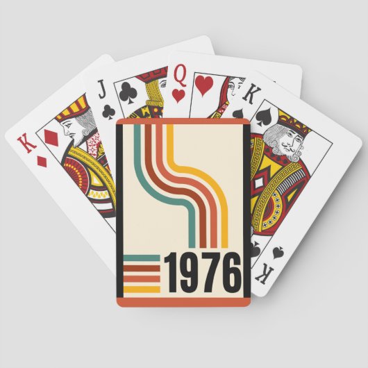1976 Retro Stripes  50ste verjaardag Pokerkaarten (Achterkant)