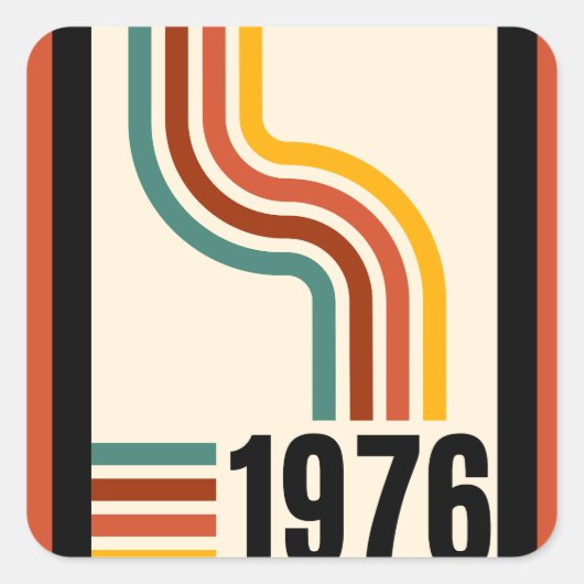 1976 Retro Stripes Vierkante Sticker (Voorkant)
