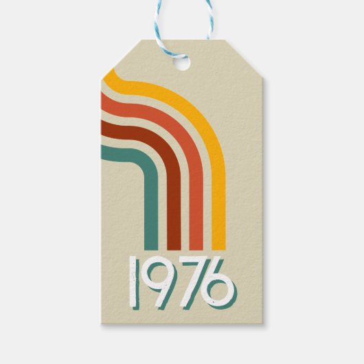 1976 Retro Stripes Vintage 50th Birthday Cadeaulabel (Voorkant)