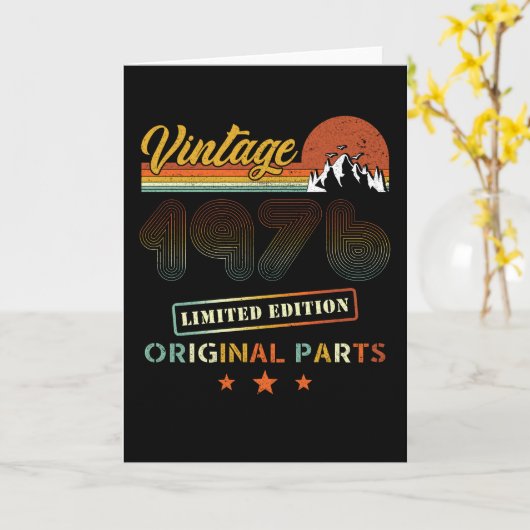  1976 Retro Verjaardag Kaart (Gele Bloem)