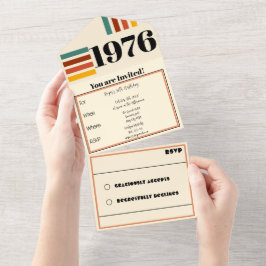 1976 Retro Vintage Poster 50ste verjaardag zwart All In One Uitnodiging