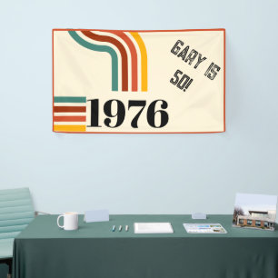 1976 Retro Vintage Poster 50ste verjaardag zwart Spandoek