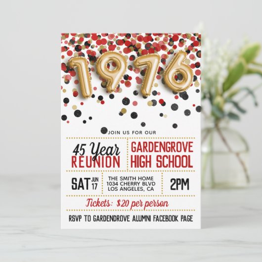 1976 Reunion middelbare school Kaart (Staand voorkant)