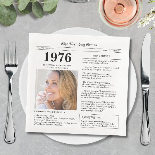 1976 Verjaardags Krant Servet