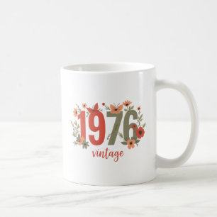 1976 Vintage Retro Bloem Vlinder Verjaardagscadeau Koffiemok