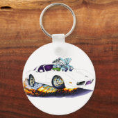 1977-79 Corvette White Car Sleutelhanger (Voorkant)