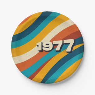 1977 Retro Papier Borden  jaren 70 Groovy Stripes Papieren Bordje