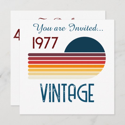 1977 Retro Stripe Zon 50e Verjaardag Kaart (Voorkant / Achterkant)