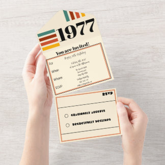 1977 Retro Vintage Poster 50ste Verjaardag Zwart All In One Uitnodiging
