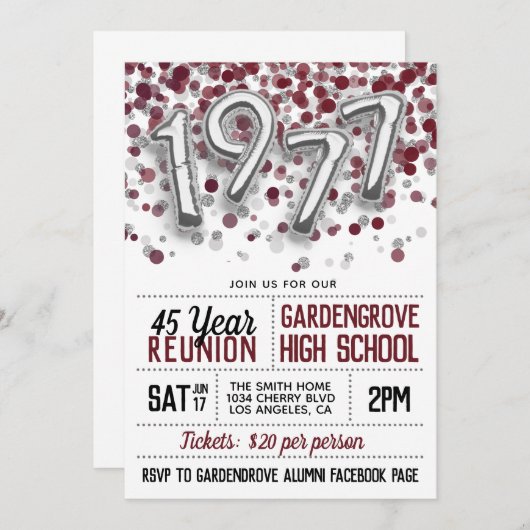 1977 Uitnodiging tot hereniging van de middelbare  (Voorkant / Achterkant)