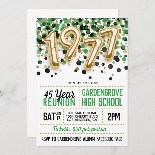 1977 Uitnodiging tot hereniging van de middelbare  (Voorkant / Achterkant)