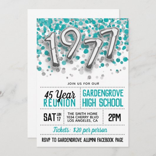 1977 Uitnodiging tot hereniging van de middelbare  (Voorkant / Achterkant)