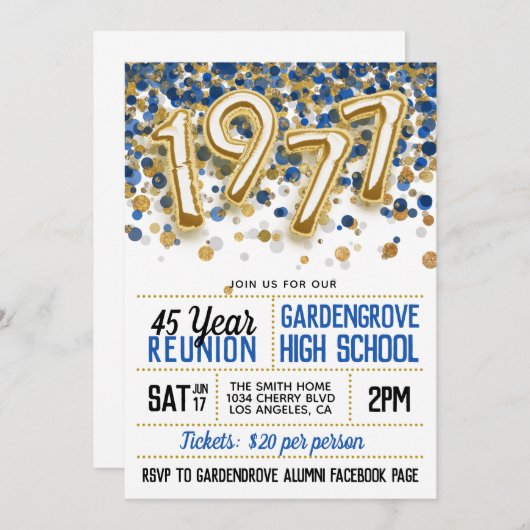 1977 Uitnodiging tot hereniging van de middelbare  (Voorkant / Achterkant)