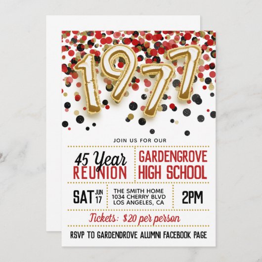 1977 Uitnodiging tot hereniging van de middelbare  (Voorkant / Achterkant)