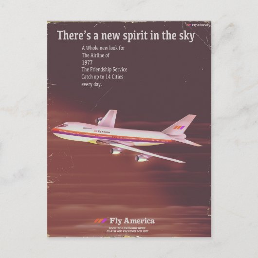 1977 vintage stijl Airliner poster Briefkaart (Voorkant)