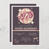  1978 46e verjaardag retro paarse uitnodiging (Voorkant / Achterkant)