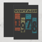 1978 Retro  41th Birthday Gift T Shirt Kaart (Voorkant / Achterkant)