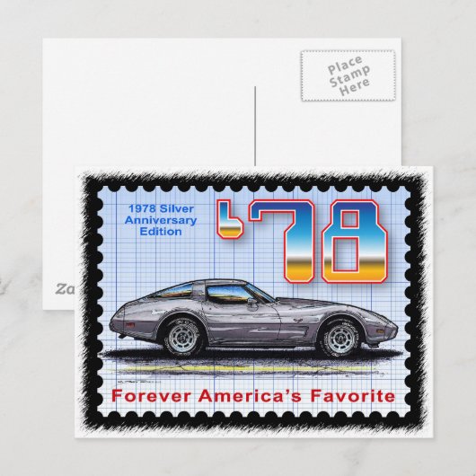1978 Silver Jubileum Special Edition Corvette Briefkaart (Voorkant / Achterkant)