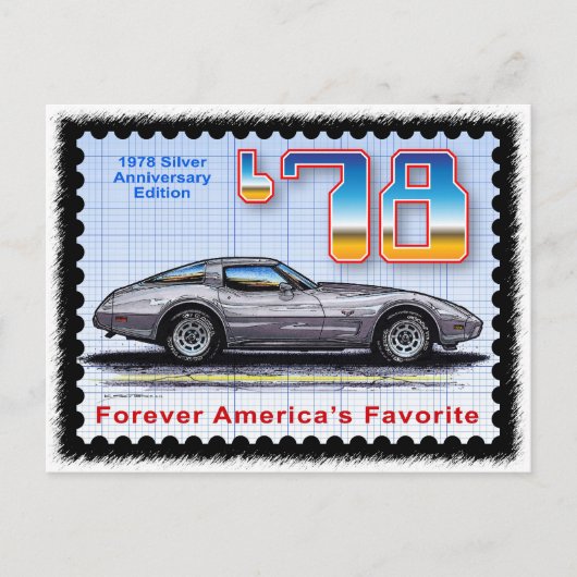 1978 Silver Jubileum Special Edition Corvette Briefkaart (Voorkant)