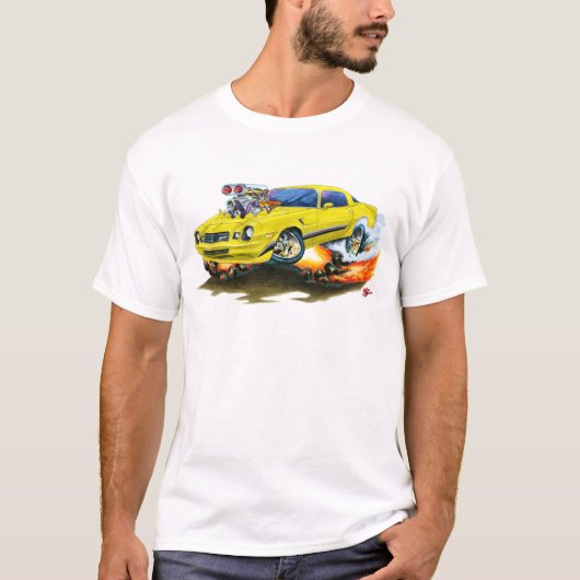 1979-81 Camaro Z28 gele-zwarte auto T-shirt (Voorkant)