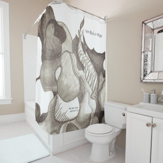 *'1979' Black & Whyte' ontwerp Douchegordijn (In situ)