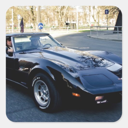 1979 Corvette Klassieke Sportscar Vierkante Sticker (Voorkant)