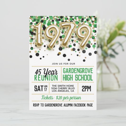 1979 High School College Reunion Uitnodiging (Staand voorkant)