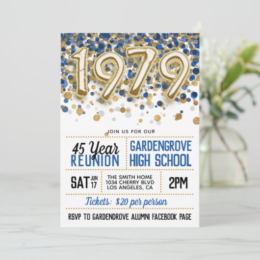 1979 High School College Reunion Uitnodiging (Staand voorkant)