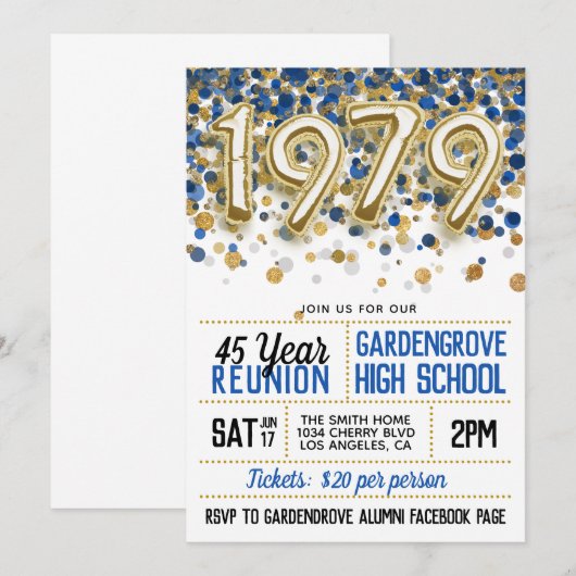 1979 High School College Reunion Uitnodiging (Voorkant / Achterkant)