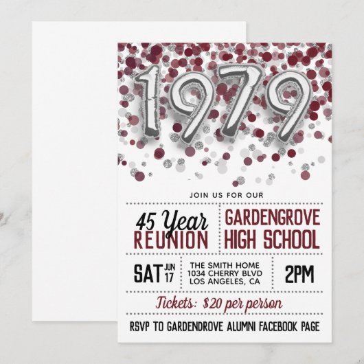 1979 High School College Reunion Uitnodiging (Voorkant / Achterkant)