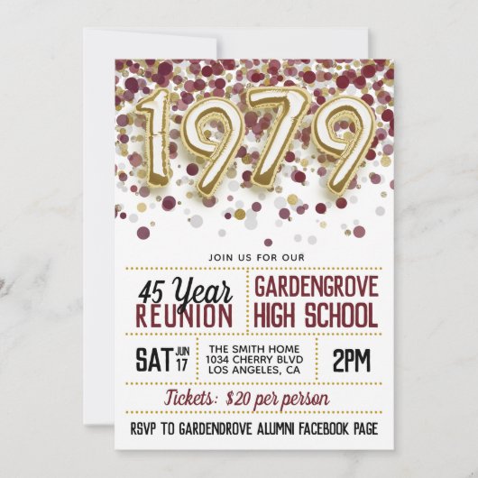 1979 High School College Reunion Uitnodiging (Voorkant)