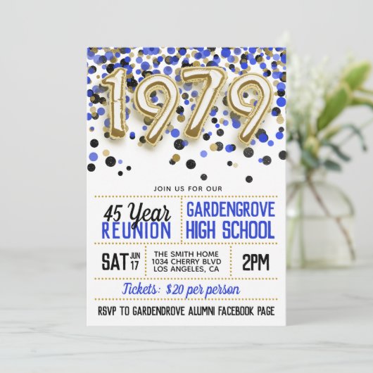 1979 High School College Reunion Uitnodiging (Staand voorkant)