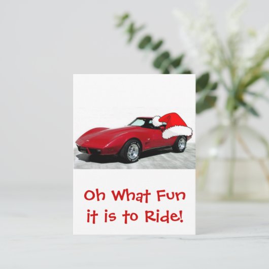 1979 Kerstrood corvette Feestdagenkaart (Staand voorkant)