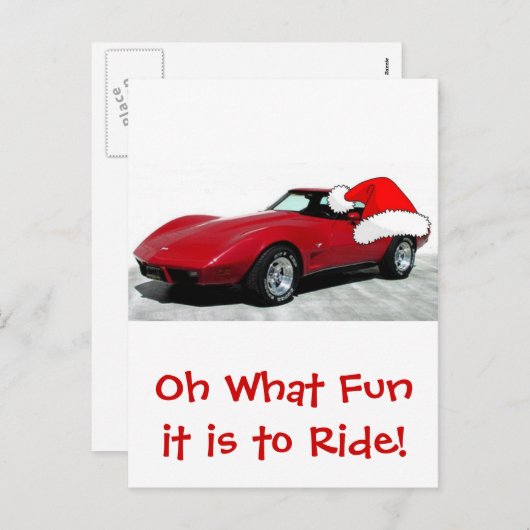 1979 Kerstrood corvette Feestdagenkaart (Voorkant / Achterkant)