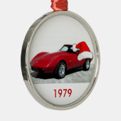 1979 Kerstrood corvette Metalen Ornament (Rechts)