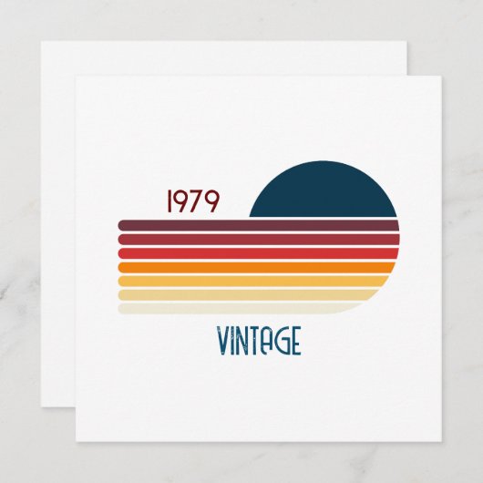 1979 Retro Stripe Sun Bedankkaart (Voorkant / Achterkant)