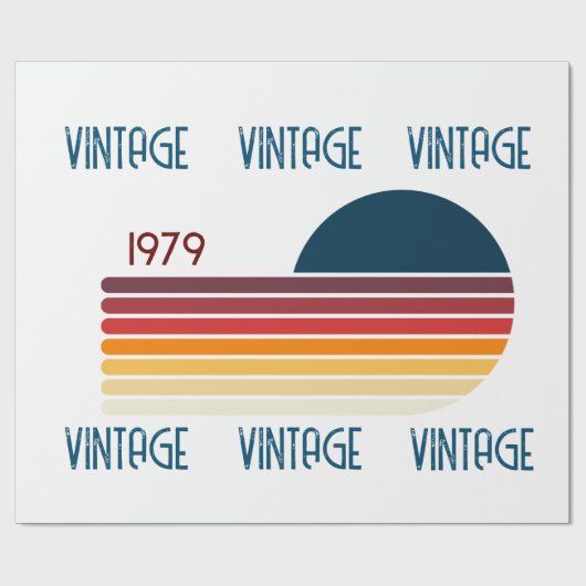  1979 Retro Stripe Sun Cadeaupapier (Vlak)