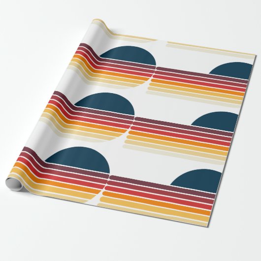 1979 Retro Stripe Sun Cadeaupapier (Uitgerold)