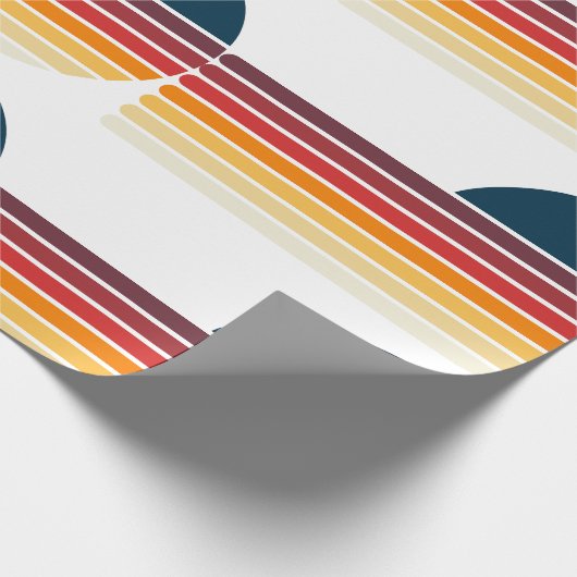  1979 Retro Stripe Sun Cadeaupapier (Hoek)