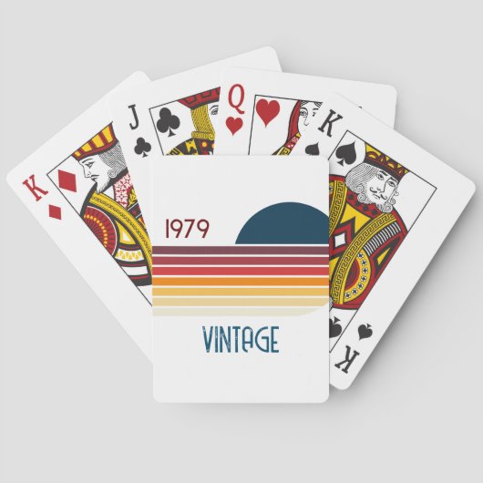  1979 Retro Stripe Sun Pokerkaarten (Achterkant)
