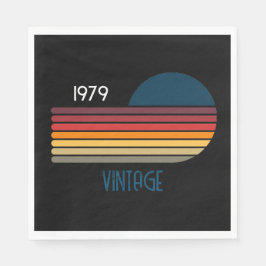  1979 Retro Stripe Zon op Zwart Servet
